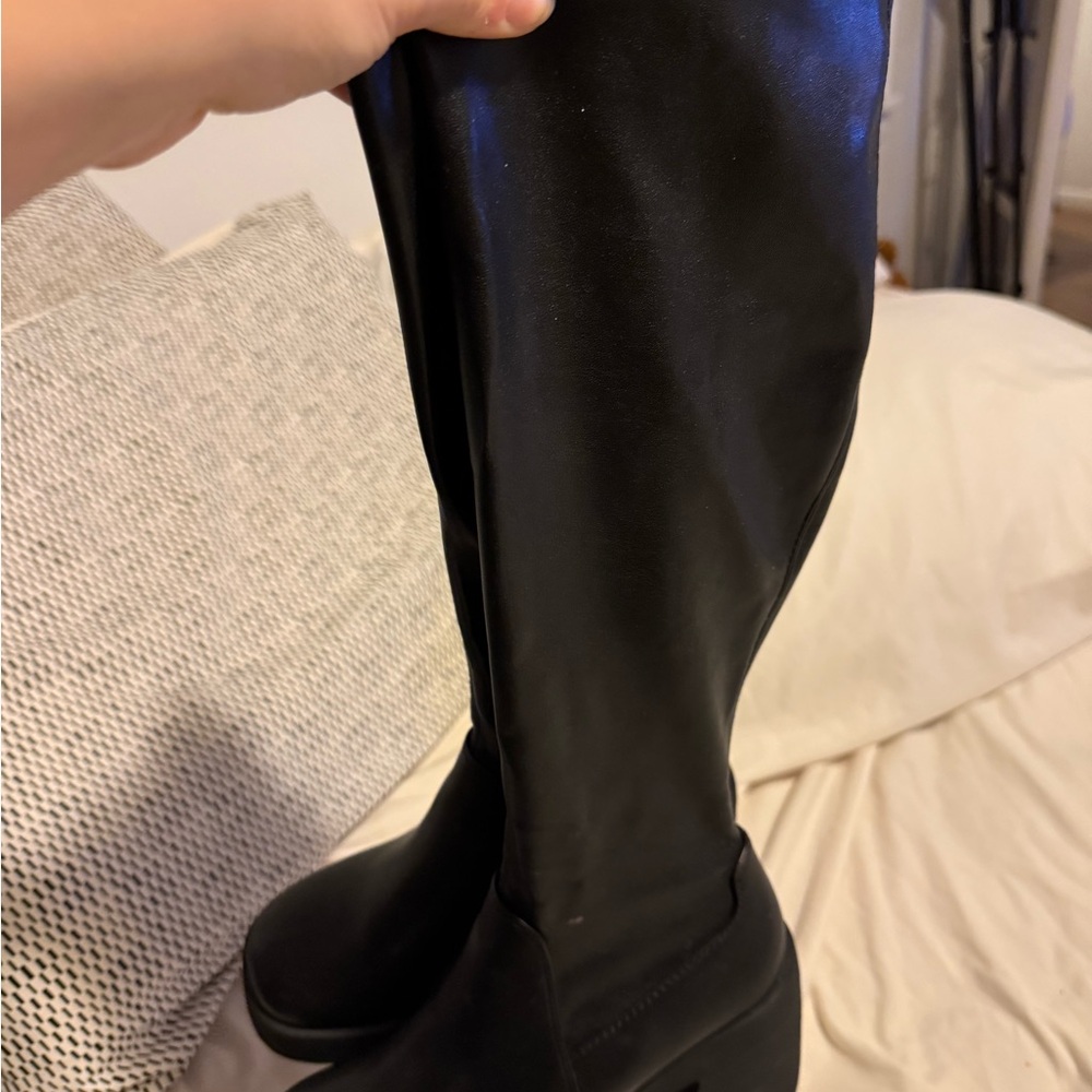 Black Platform Knee-High Boots